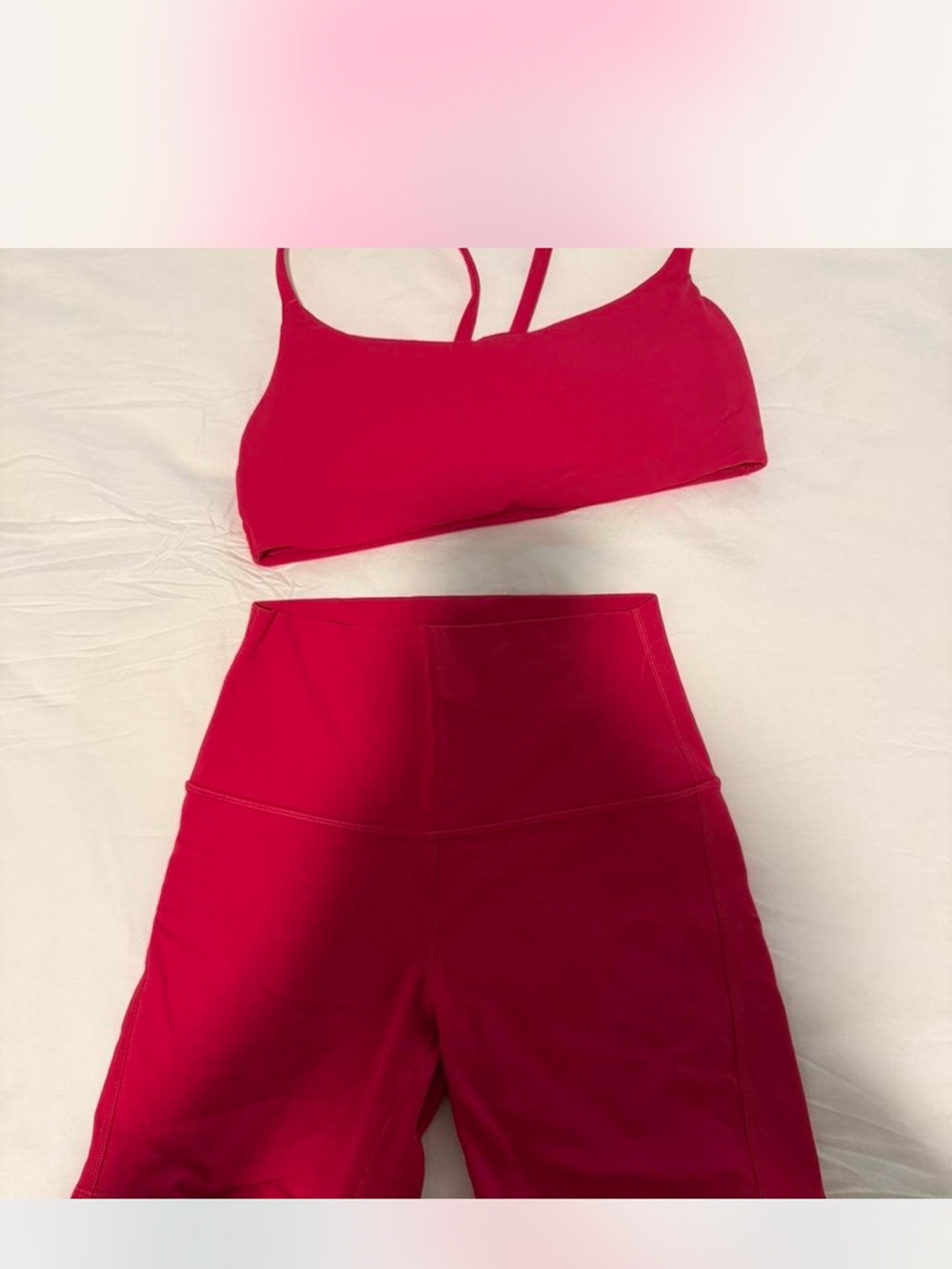 lululemon hot pink strappy sports bra and leggings set
